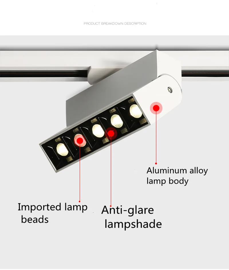 Dimmable Foldable Spotlight Adjustable LED Rail Track Lamp Bar Light 10W 20W Ac220V Modern Ceiling Fixture Luminaire Bedroom