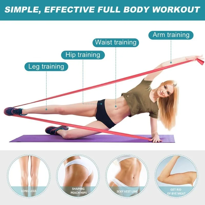 Natural Latex Resistance Bands, Elastic Workout Exercise Bands for Yoga Pilates Home Gym Fitness Training view 4