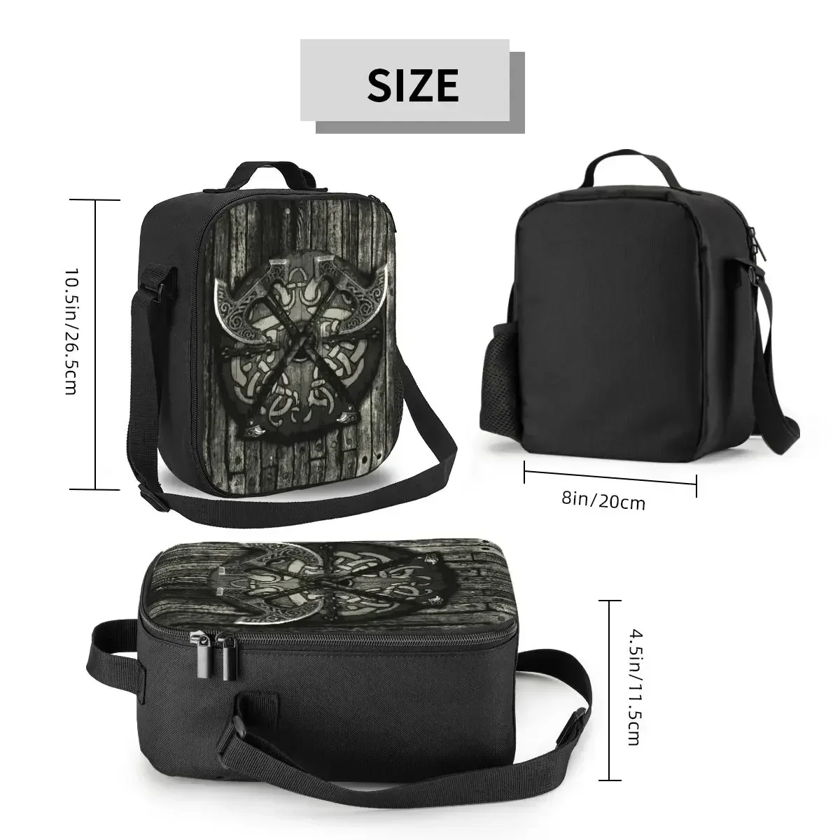 Battle Shield Insulated Lunch Bags for School Office Vikings Valhalla Resuable Cooler Thermal Bento Box Women Kids