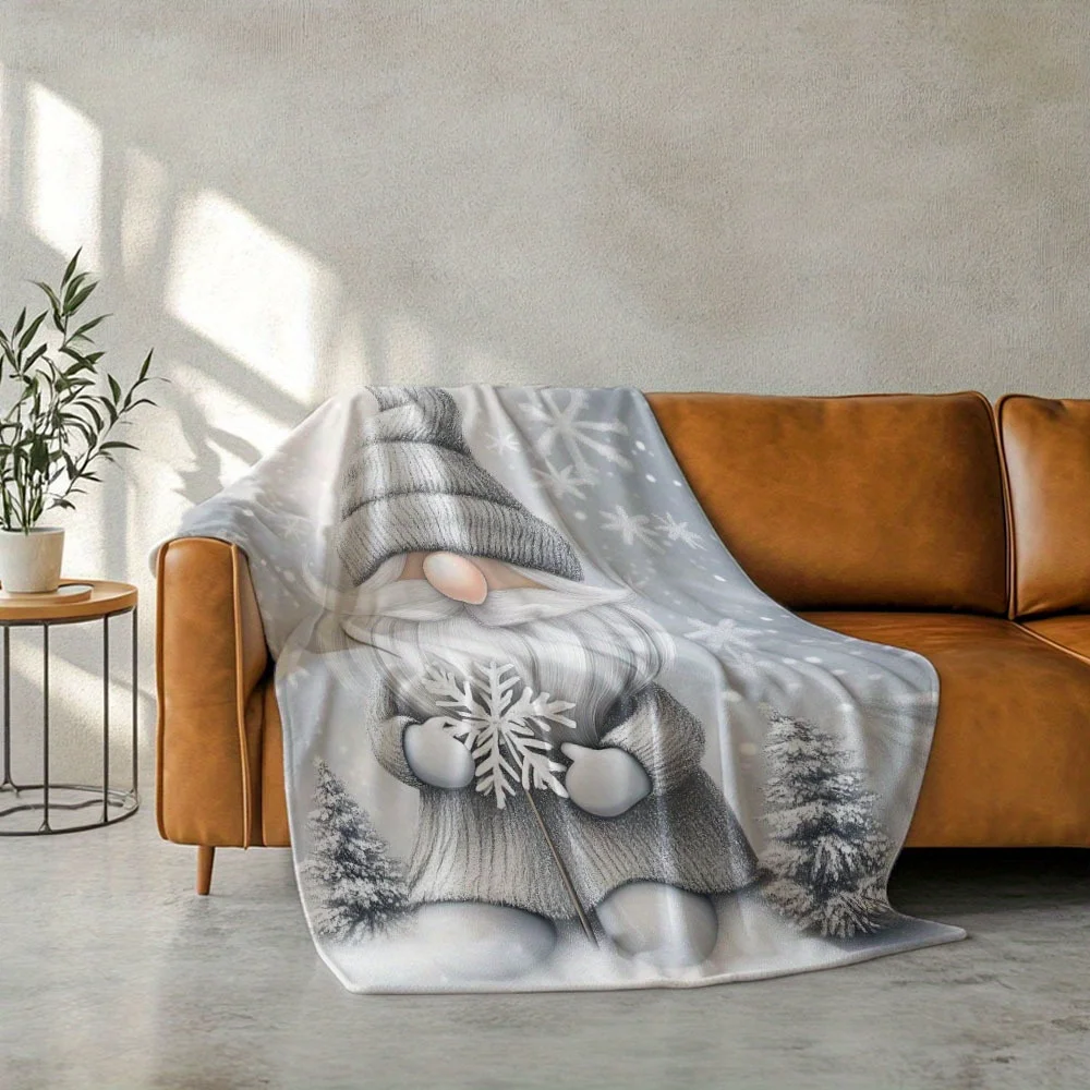 1 Flannel Christmas Gray Dwarf Print Blanket, Warm, Cozy, and Soft, Suitable for Sofas, Beds, Offices, Camping, and Travel, a Gi