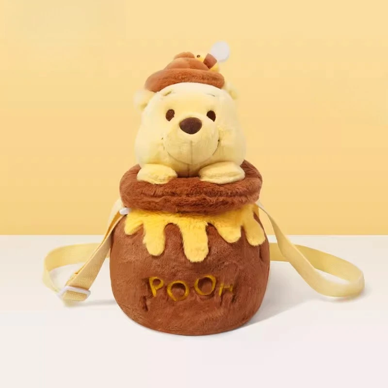 Mochila cruzada con diseño de Winnie the Pooh de Disney para niñas, bolso de mano para otoño e invierno