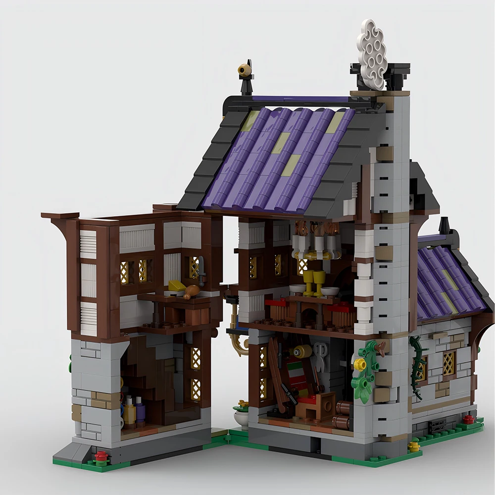 MOC Hot Sale Medieval Retro Building Tailor Shop City Modular Castle Street Scene DIY Building Blocks Boy Toy New Year Gift