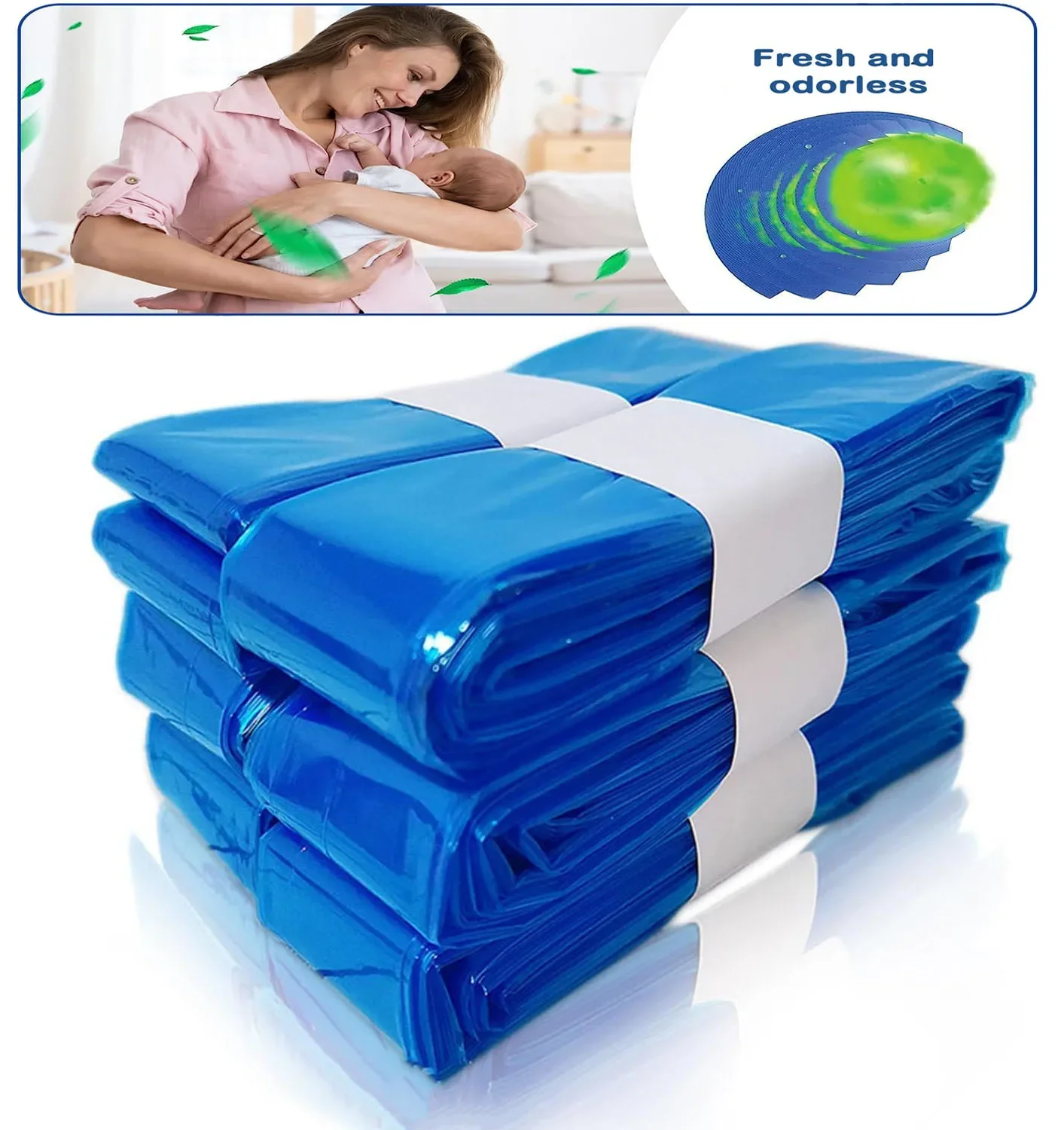 Blue Genie Replacement Trash Bags Refill Bags Baby Diaper Garbage Bags Anti Tearing Waste Bags For Angel Care And Tommee Tippee