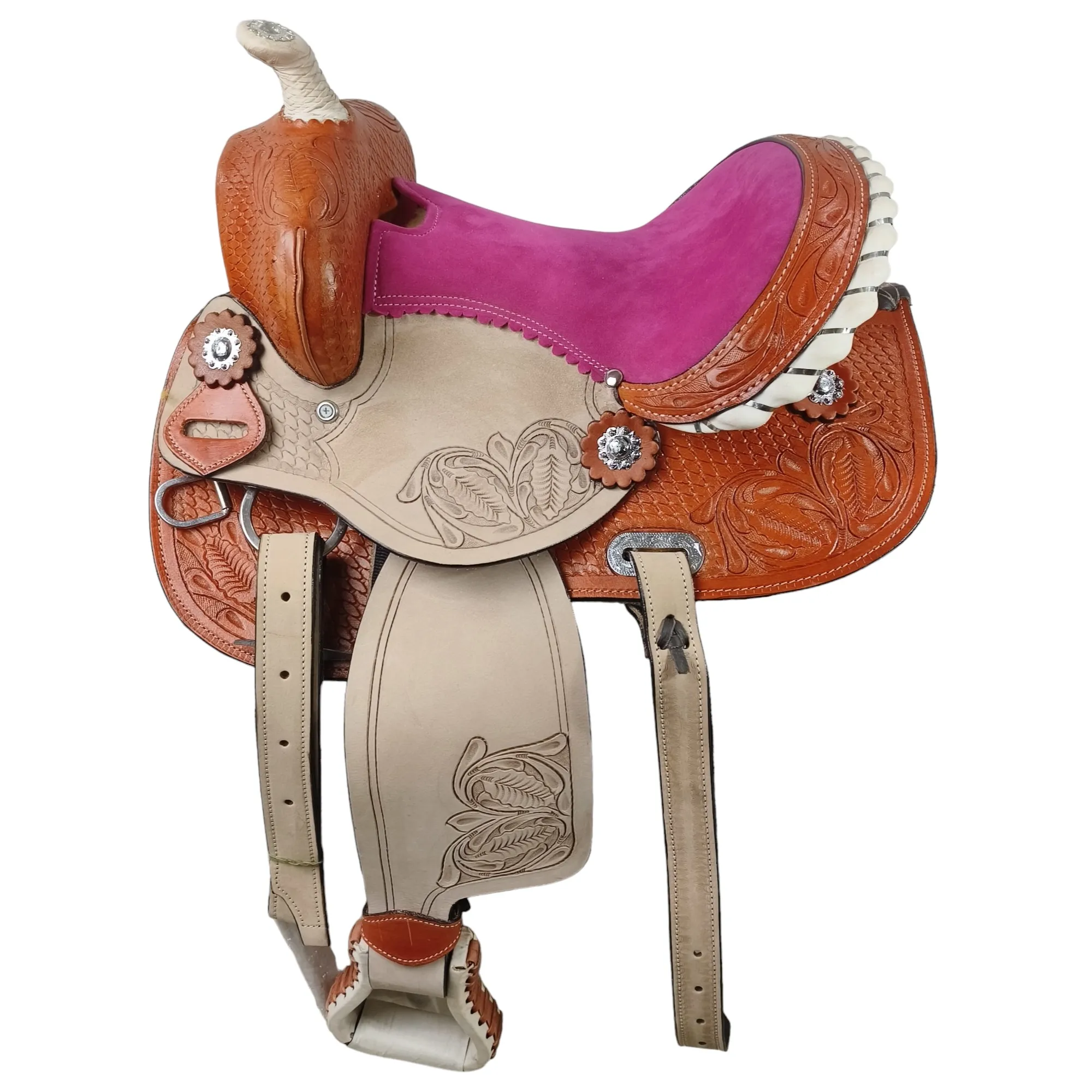 Handmade Premium Quality Leather Western Barrel Racing Horse Saddle Trail Custom Size Design Color With All Accessories Included