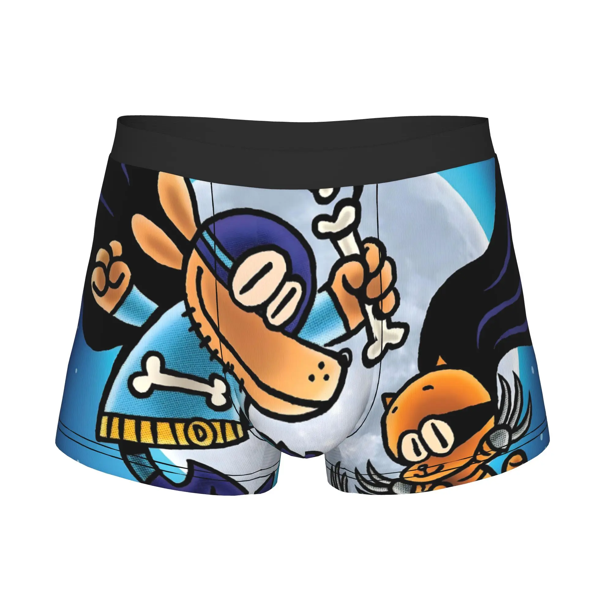 Fashion D-Dogman and Cat Kid  Boxers Shorts Panties Men's Underpants Stretch Moon Night Adventure Briefs Underwear