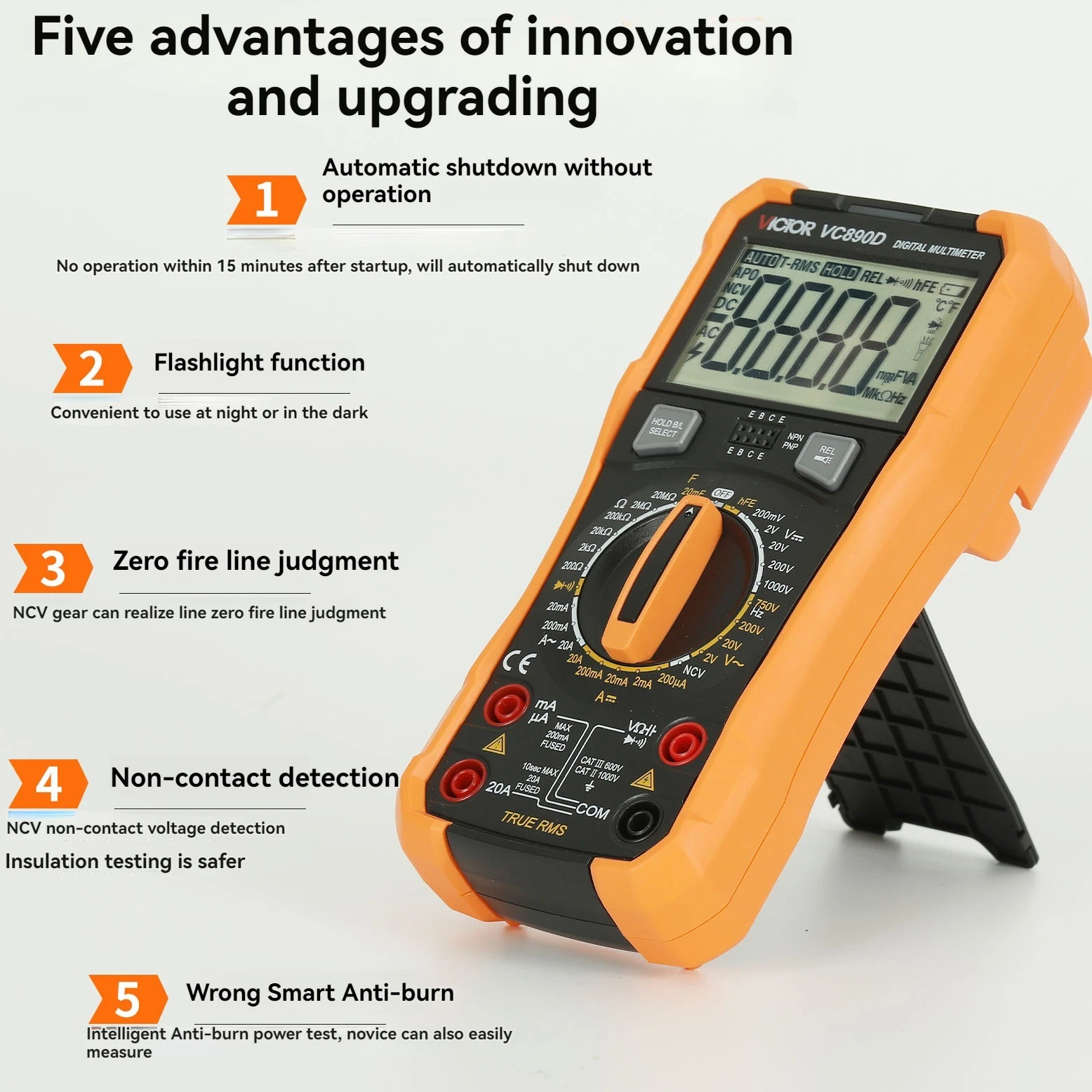 VICTOR VC890C+VC890D Digital Multimeter True RMS Capacitor 2000uF 20A AC DC Voltage Current Capacitance Tester Meter Backlight