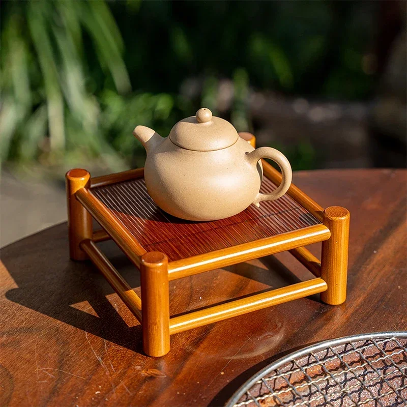 

Chinese Mini Tea Set Storage Rack Zen Tea Room Flower Stand Purple Clay Teapot Display Rack Indoor Countertop Decor Ornaments