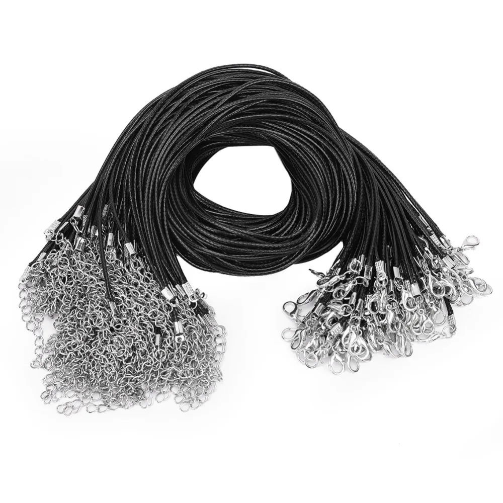 100pcs Full Set Black Lobster Clasp Wax Rope 50cm DIY Jewelry Wax Rope Chain DIY Jewelry Making