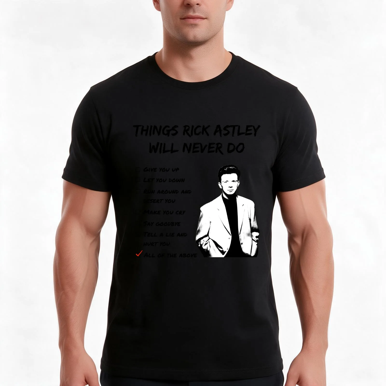Rickroller (dark) T-Shirt Summer Casual Cotton Tee Oversized Streetwear Tops Vintage Graphic Print Loose Fit Short Sleeve
