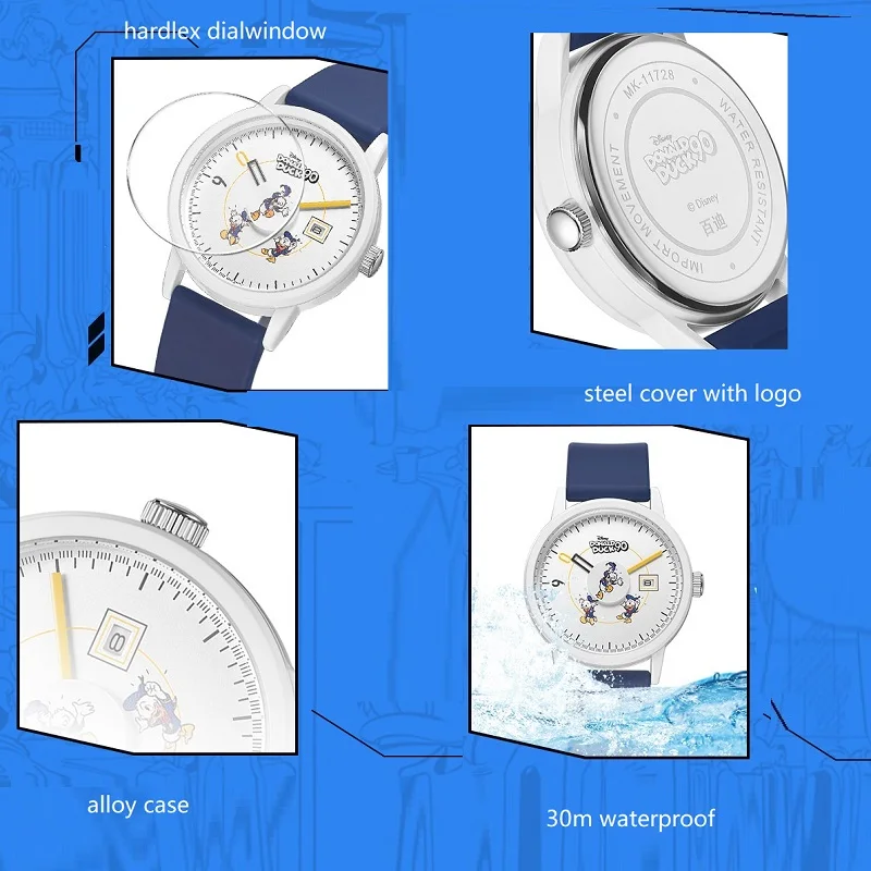 Disney For Children Watch Unisex Quartz Wristwatch Donald Duck 90 Years Anniversary Cartoon Boy Girl Students New Gift Bracelet