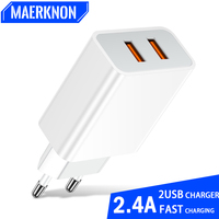 USB Charger 2 Ports Fast Charging Portable Mobile Phone Quick Charge 3.0 For Samsung Xiaomi 14 Huawei Double USB Wall Adapter