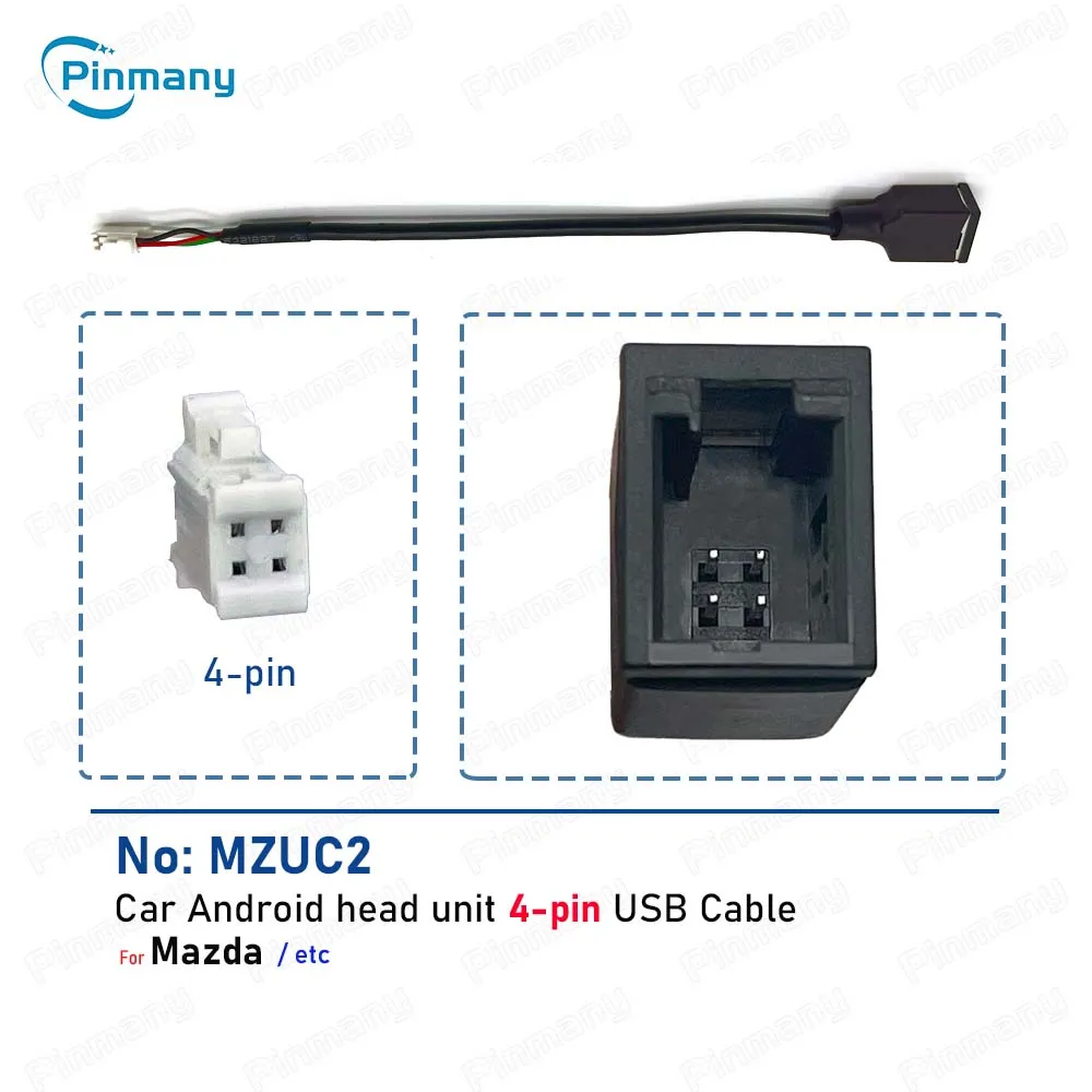 Pinmany Car Radio USB Cable Connector 4-pin USB2.0 Audio Data Wire Harness Adapter for Mazda 3 6 CX5 CX7