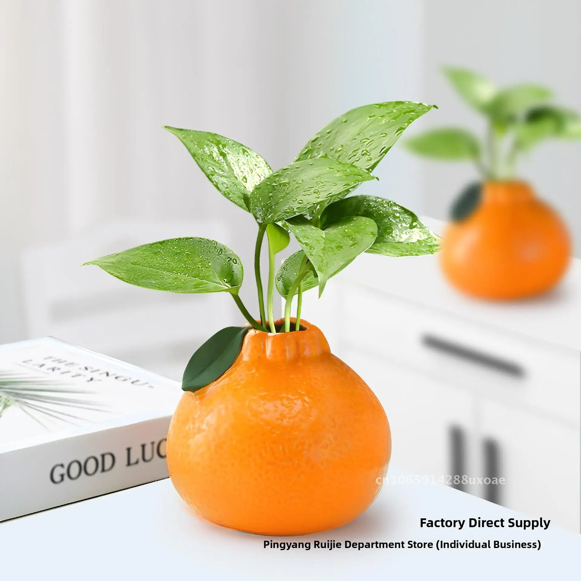 

Creative anti real orange hydroponic vase ceramic flower arrangement small bottle living room office desktop orange ornament