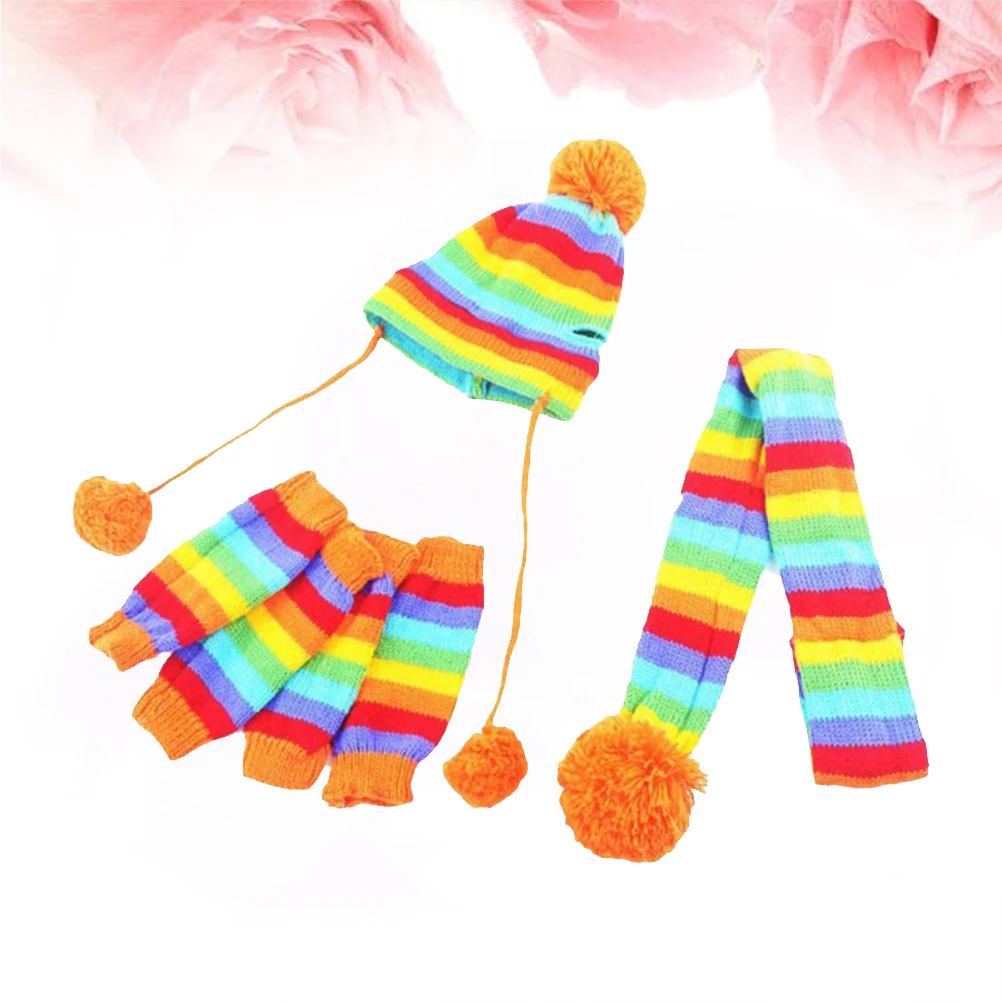 

Christmas Dog Clothes Warm Costume Winter Accessories Knitted Clothing Dog Scarf Hat Set Festival Strpe Clothes Pet Supplies