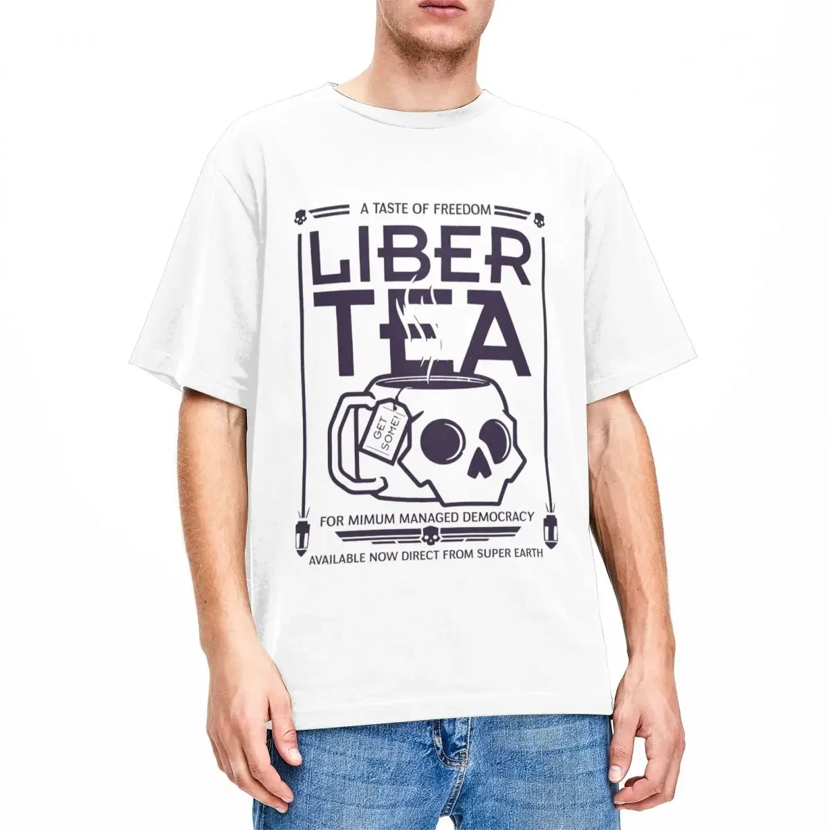 Men's Helldivers 2 Liber-Tea T Shirts Pure Cotton Clothes Vintage Short Sleeve Round Collar Tees Classic T-Shirts