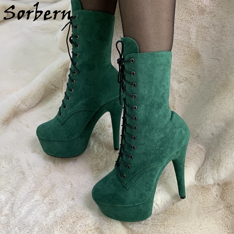 

Sorbern 15Cm Ankle High Boots For Women Short Booties Ladies Custom Colors Platform Boots Pole Dance High Heel Shoes New