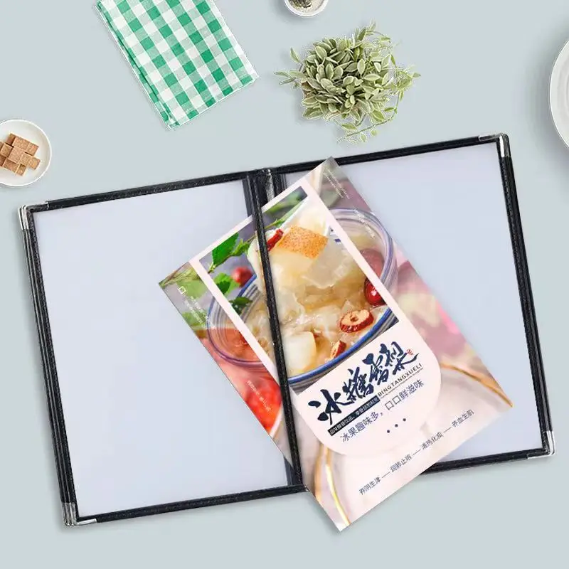 14 Sheets 28 Pages Transparent PVC Restaurant Menu Covers, Fits A4 Size Paper