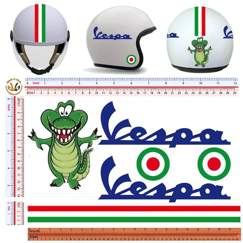 

For 1Set Vespa tricolor crocodile helmet stickers discounted around the sticker image Italian flag helmet cropped 6 pcs.