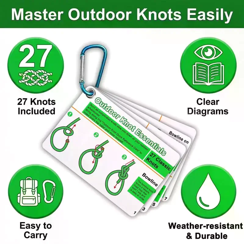 /HTF/7PCS/1set Fishing Knot Guide Card, Containing 12 Of The Most Practical Fishing Knots, With Storage Buckle, Durable PVC Card