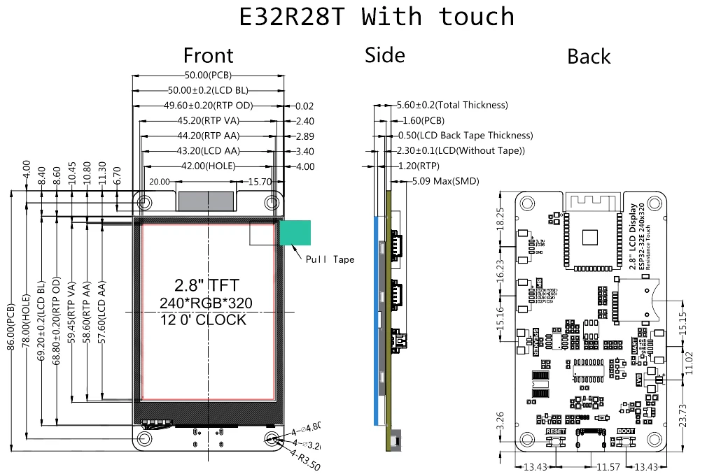 ESP32-32Eディスプレイ,ESP32-WROOM-32E,wifi bleモジュール,デュアルコアプロセッサ,240インチiot用tft spi 320x2.8 ili9341vドライバー画面