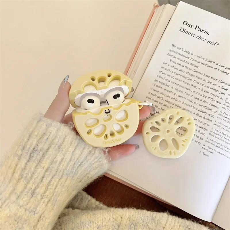 Lotus Root Slice Case for AirPods 4 Airpod 1 2 3 Pro Pro2  Bluetooth Earbuds Charging Box Protective Earphone Case Cover
