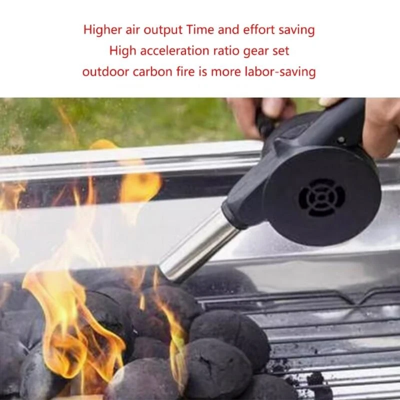 Compact Hand Crank Air Blower Noiseless Operation for Camping Cooking BBQ Home