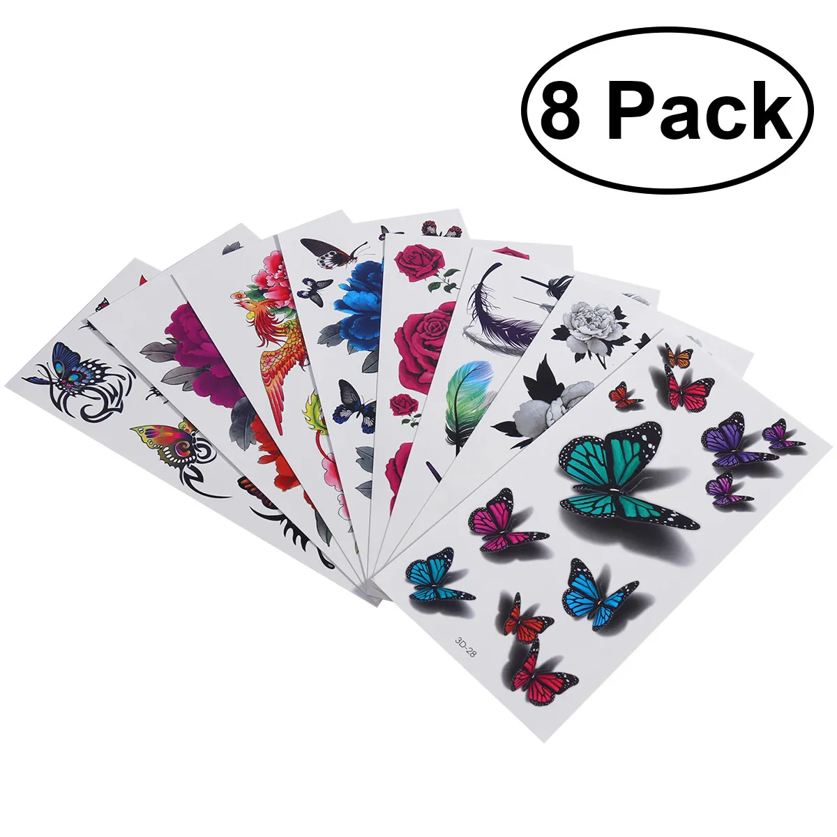 

Flower Stickers 3D Temporary Tattoos Waterproof Body Art Long Lasting Easy Apply Remove Rose Designs Ankle Wrist Back Chest Arm