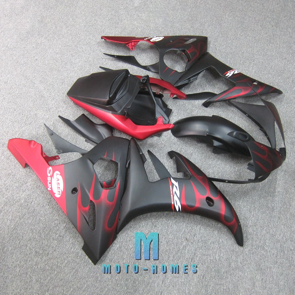 Injection Motorcycle Fairing for Yamaha R6 2003 2004 YZF R6 03 04 Body Rebuild Bike Fairings Customizable Red Flames