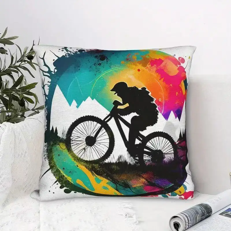 

Upward Mountain Bike Printing Pillowcase for Home Office Hotel Sofa Decorations Riding Lovers Bedroom Cushion Cover Boys Gifts