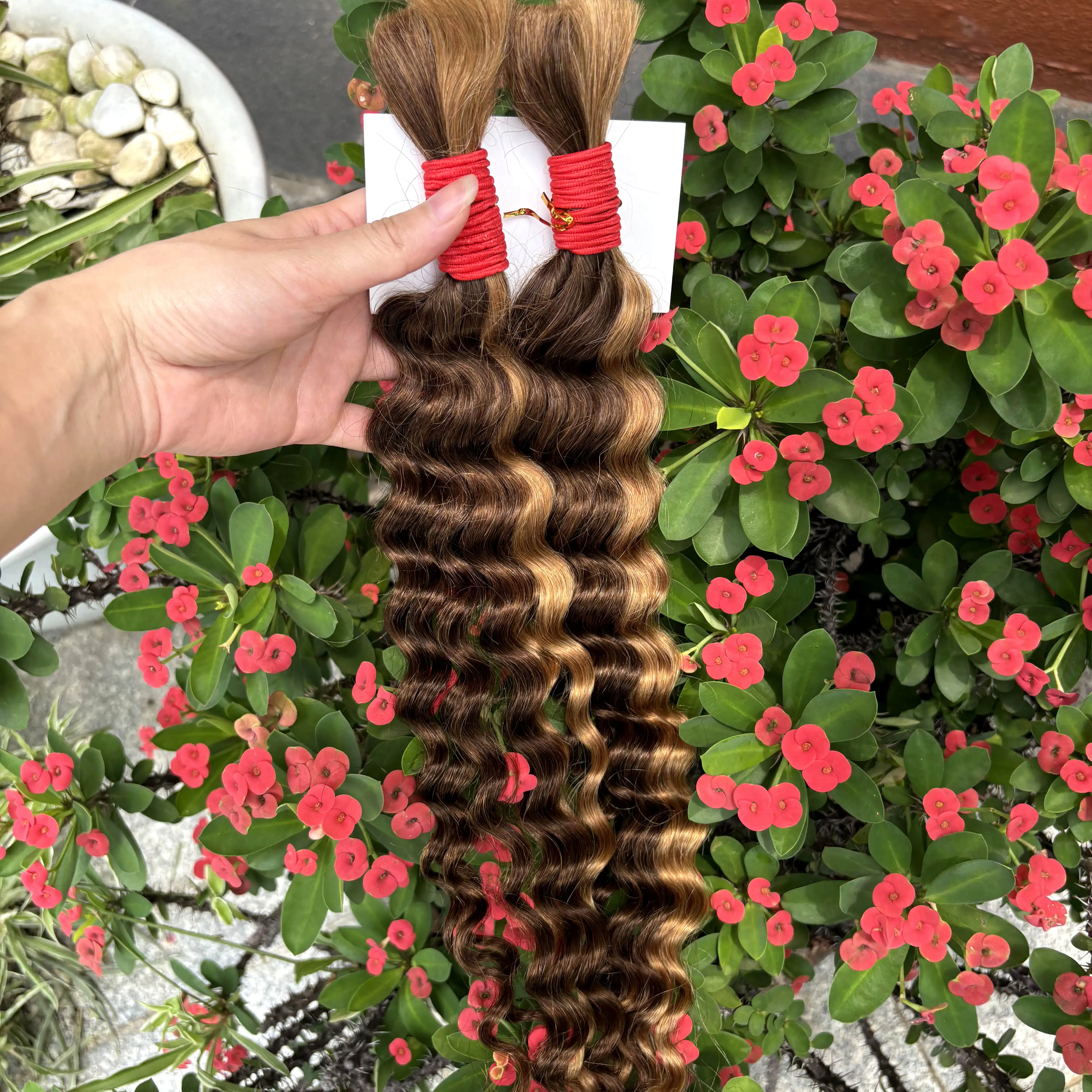 22 24 Zoll tief gewelltes Echthaar für Boho-Zöpfe, kein Schuss, gefärbt, 100 % 12A Echthaar, lockige Bulk-Extensions zum Flechten – Detail 11