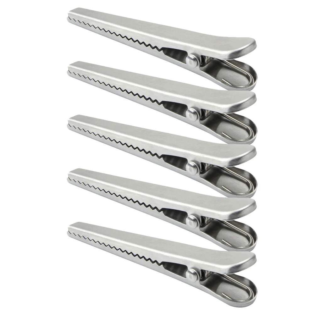 5 Pcs Stainless Steel Alligator Clip Bag Clips Heavy Duty Snack Bread Sealing Food Potato Chips