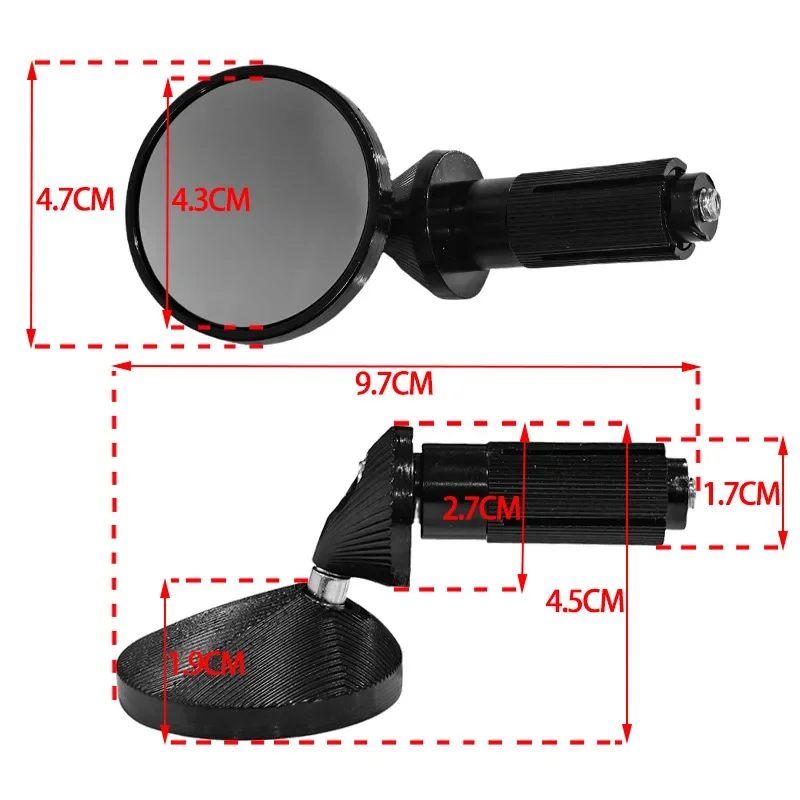 Motorcycle Handlebar Mini Rearview Mirrors 22mm Handle Grip Mirrors Compatible with For TMX and For Click Models