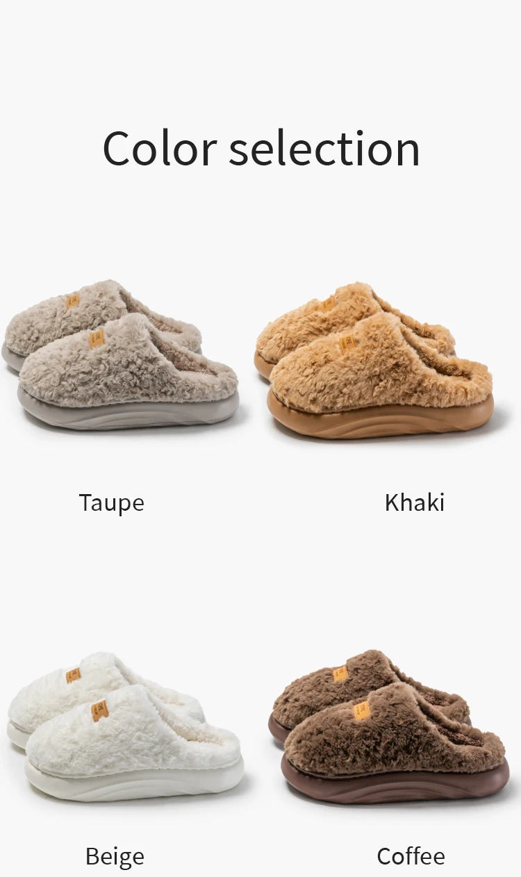 Herren-Plüsch-Hausschuhe mit dicken Sohlen, warme Winter-Hausschuhe für den Innenbereich, rutschfeste Fleece-Linie, Premium-Kunstfell-gefütterte Zehenabdeckung, Heimschuhe – Detail 8