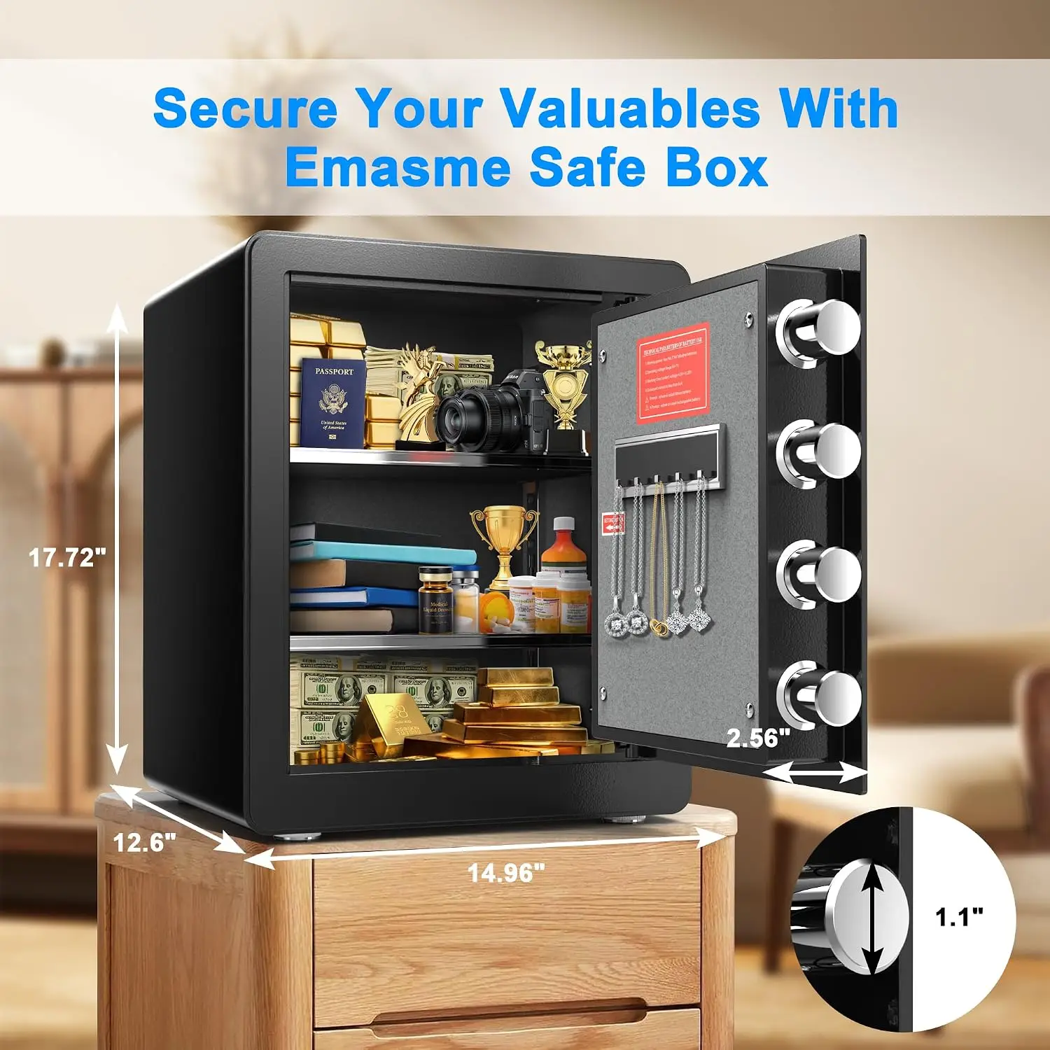 Safe Box, Home Safe with Fireproof &Waterproof Bag Caja Fuerte Para Dinero Money Safety Box for Cash Documents Safes for Home wi