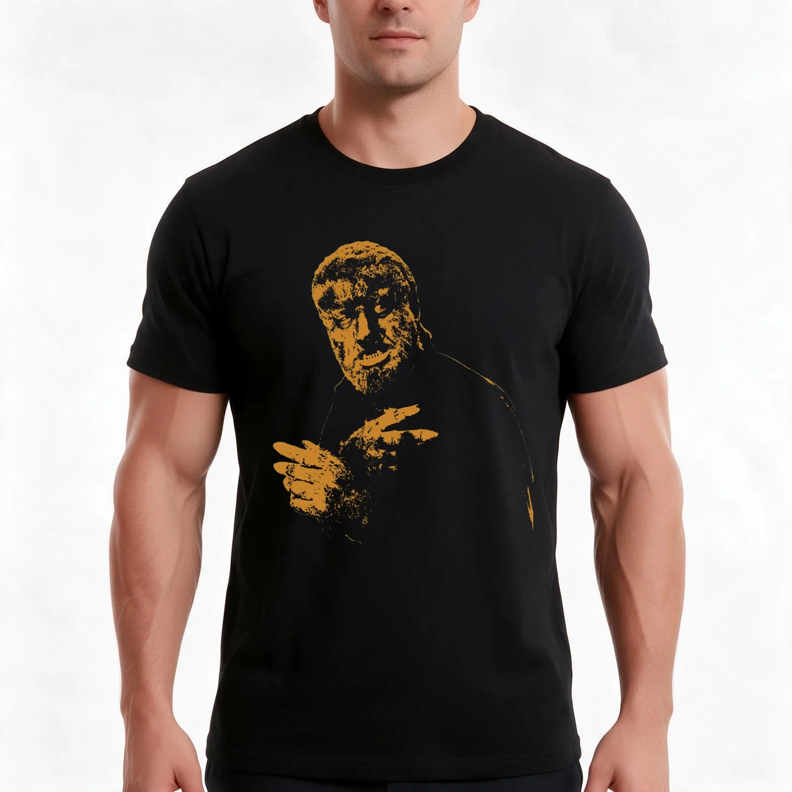 The Wolf Man T-Shirt, Summer Casual Cotton Tee, Oversized Streetwear Tops, Vintage Graphic Print, Loose Fit Short Sleeve