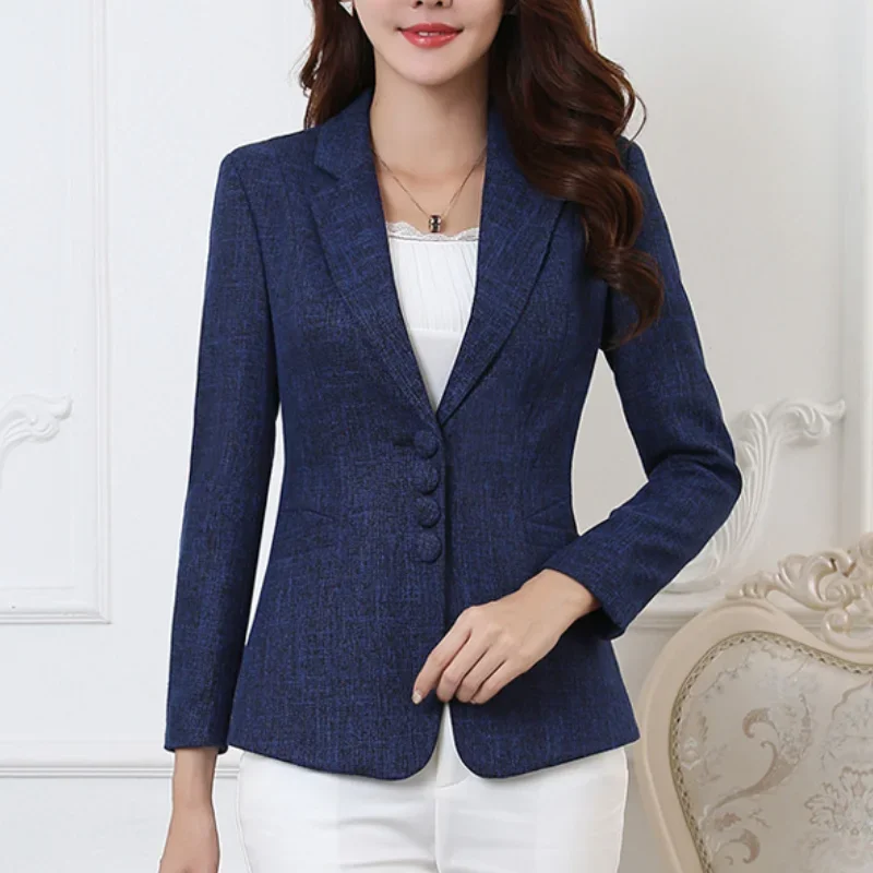 แฟชั่นผู้หญิงเสื้อแจ็คเก็ตทํางาน 2025 Office LadyชุดSlim Single BreastedธุรกิจหญิงBlazer Coatsอย่างเป็นทางการVeste Femme