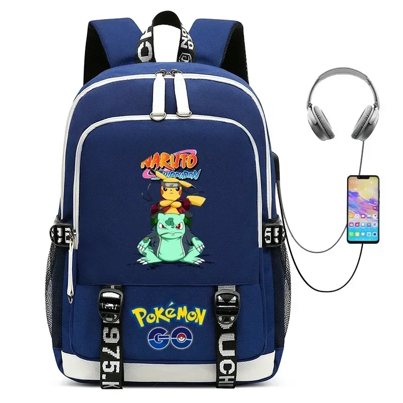 Pokémon Charizard Backpack Pokemon  Pikachu USB School Bag Cartoon Cute Children\'s SchoolBag TravelBag Birthday Gift