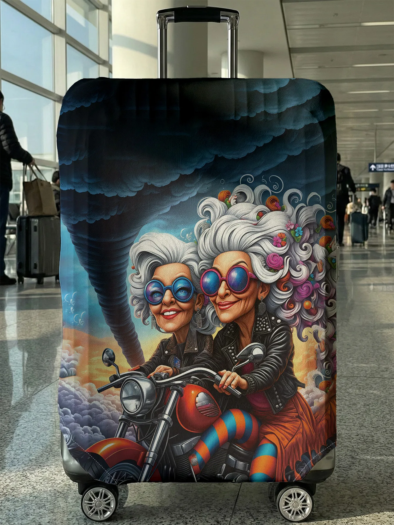 

Dark Style Motorcycle Grandma Tornado Luggage Cover, Suitable for 18-32 Inch Luggage Cover, Luggage Handle Glove, Travel Accesso