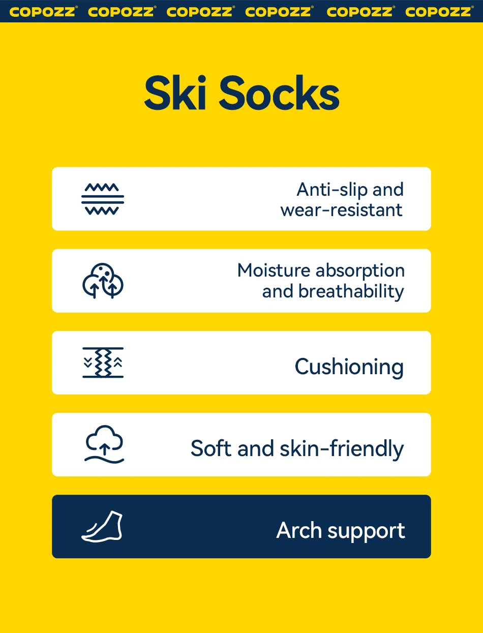 COPOZZ Skisocken aus Merinowolle für Herren und Damen, Outdoor-Wandersocken, verdickt, warm, schweiß, schnell trocknend, kniehoch, lange Socken, Snowboard – Detail 2