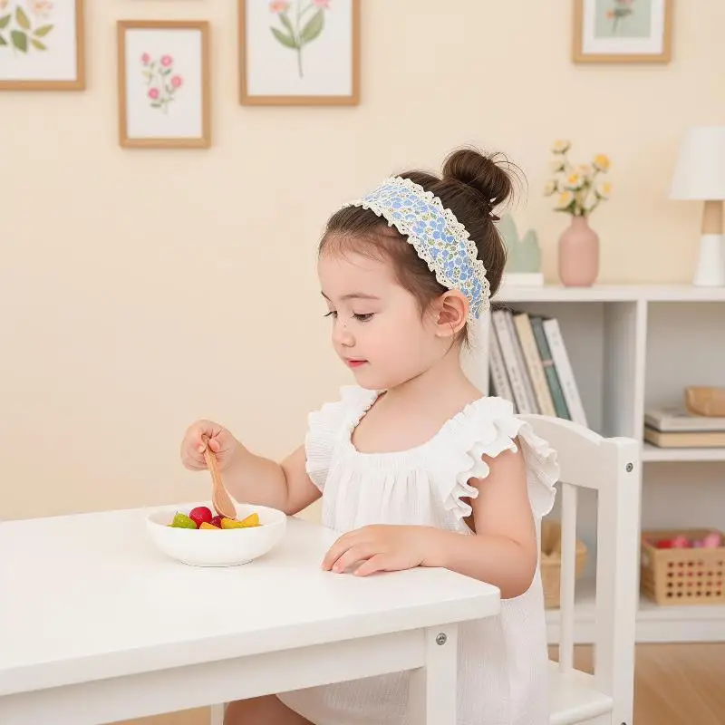 Broken Hair Arrangement Artifact Children's Pastoral Style Headband Knitted Bangs Stickers Broken Flowers Girls Hair Stickers