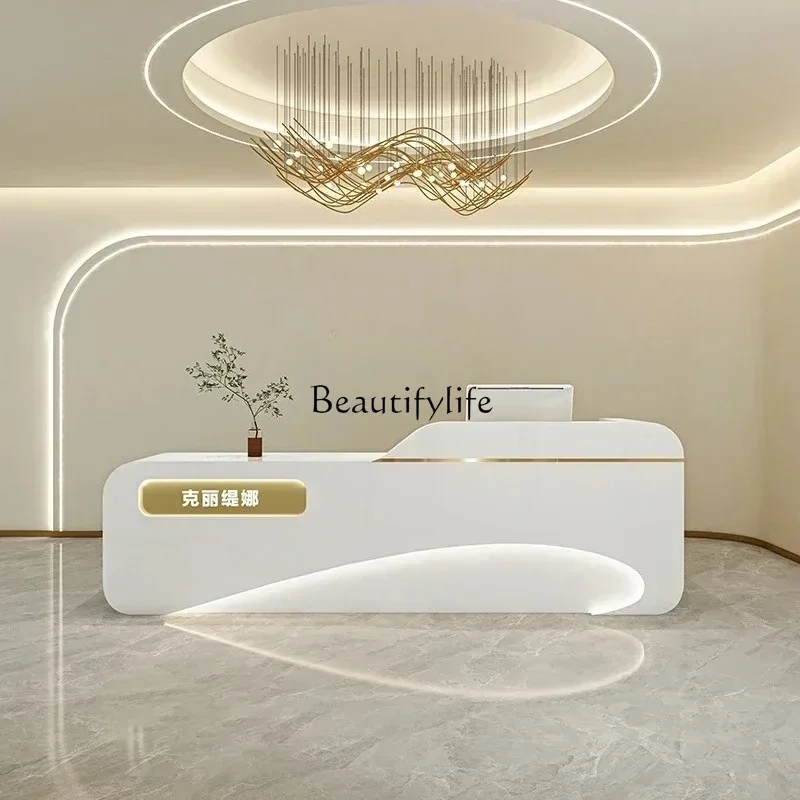 

yj21 new style Simple and Light Luxury Beauty Salon Clothing Store Bar Cashier Training Institution Company Reception Front Desk