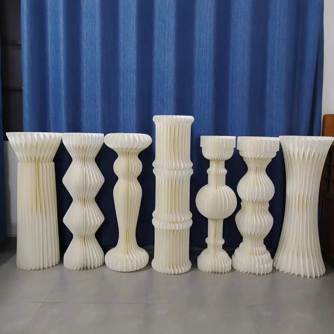 Wedding Props Folding Dessert Table Cylindrical Paper Roman Round Plinths Dessert Display Table