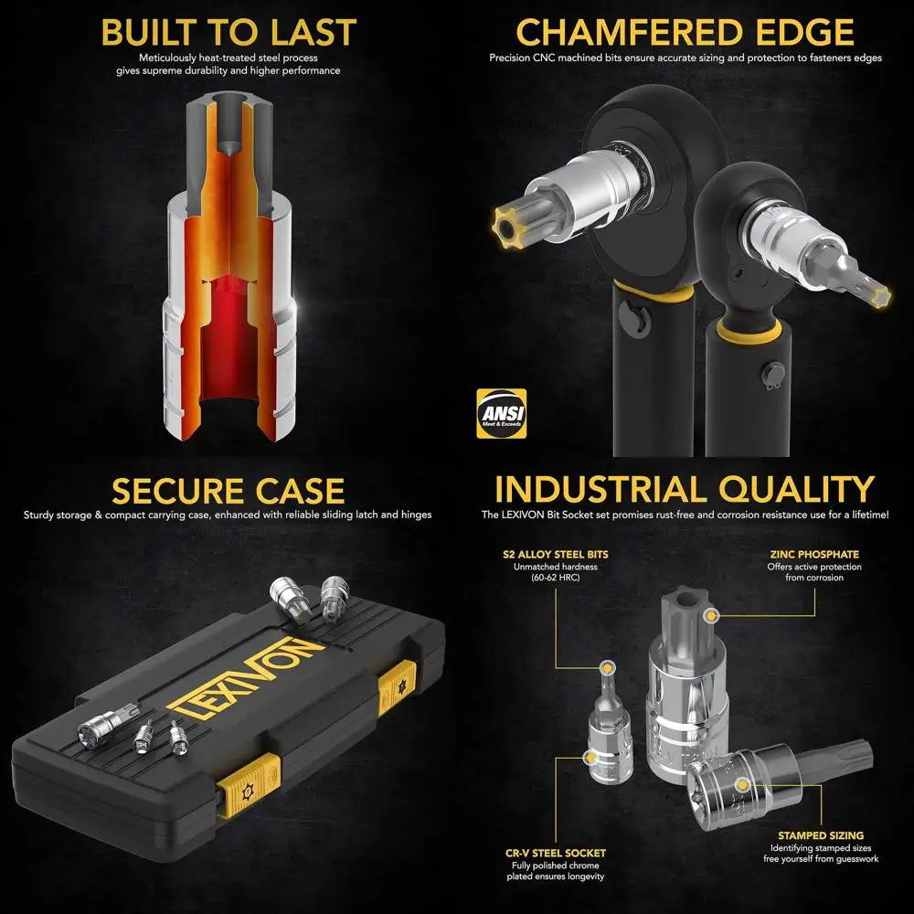 

Master TORX Bit Socket Set, Premium S2 Alloy Steel | Complete 34-Piece, Solid Star & Tamper Proof T6 ~ T70 | Enhanced Storage Ca