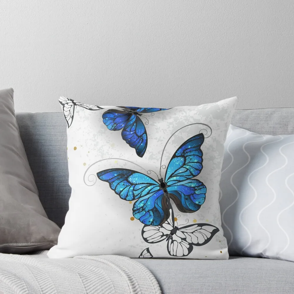 

Design with Butterflies Morpho Throw Pillow luxury decor Anime pillow