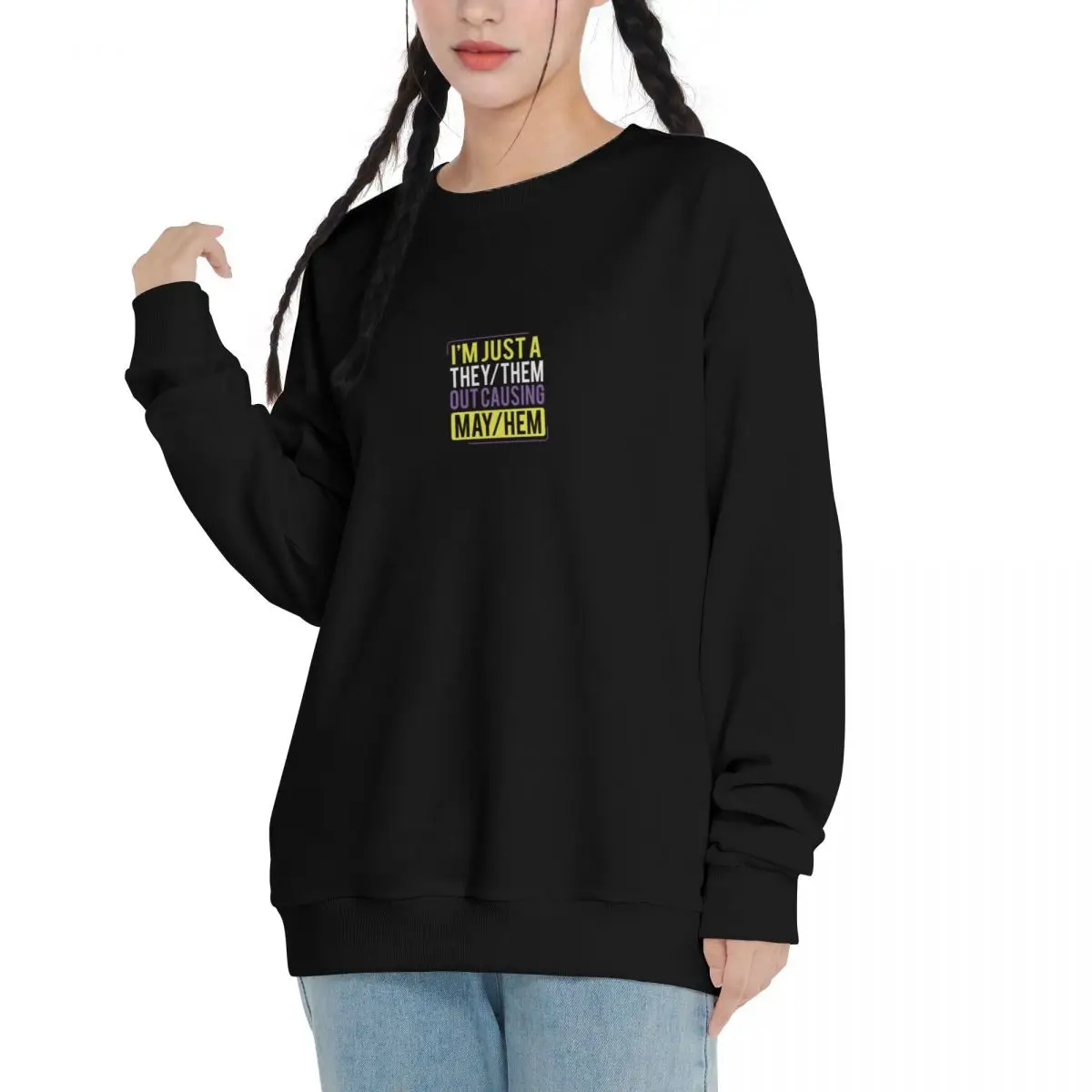 They Them Out Causing Mayhem Funny Non Binary Casual Sweatshirts Men Women Cotton Basic Hoodies Pullover Hiphop