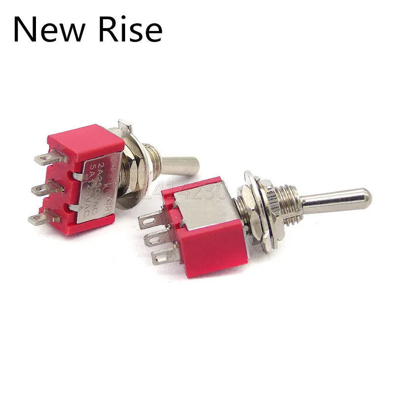 10Pcs MTS-103 3 Pins SPDT ON-OFF-ON Toggle Switches AC 250V/2A 120V/5A Red