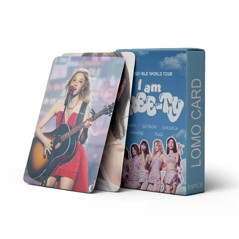 55pcs/set KPOP (G) I-DLE NEW Album I am FREE-TY 2023 WORLD TOUR Lomo Card YUQI HD Printed Photo Card Fans Collection Gift