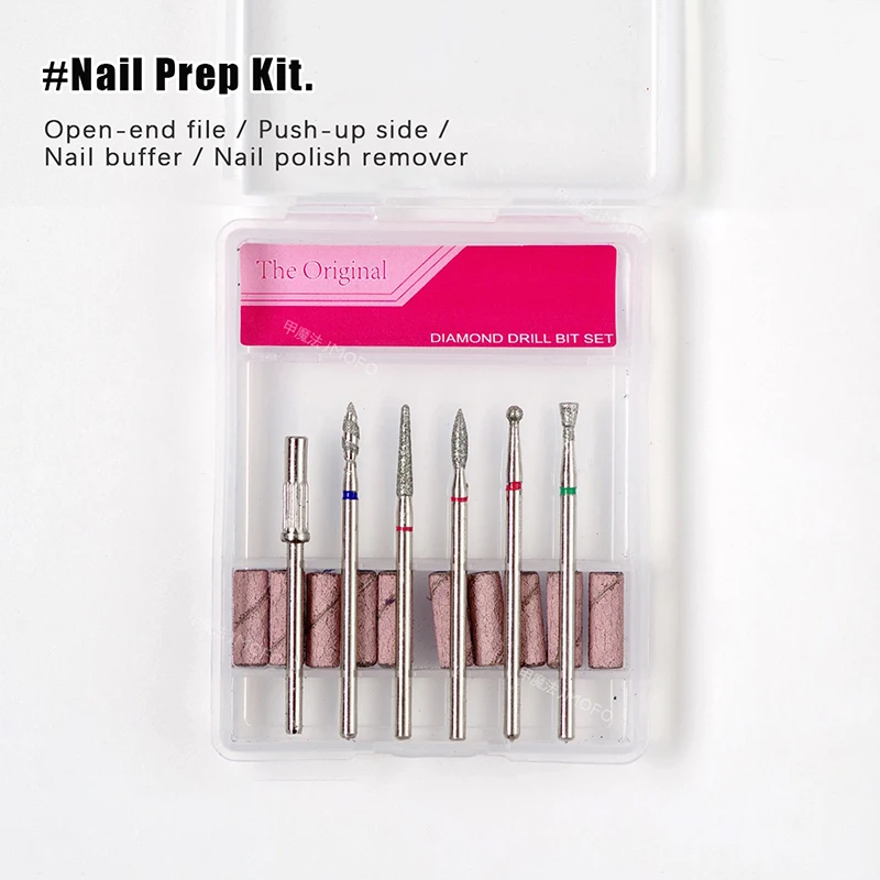 6 stks/doos Diamond Nail Boor Frees Voor Manicure Accessoire Polijsten Pedicure Elektrische Machine Nail Bit Burr Gereedschap