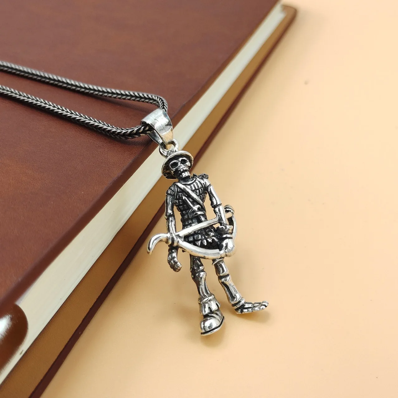 S925 sterling silver jewelry thai silver retro domineering style grids anchor skull pendant fashiontrendy men's stylish pendant