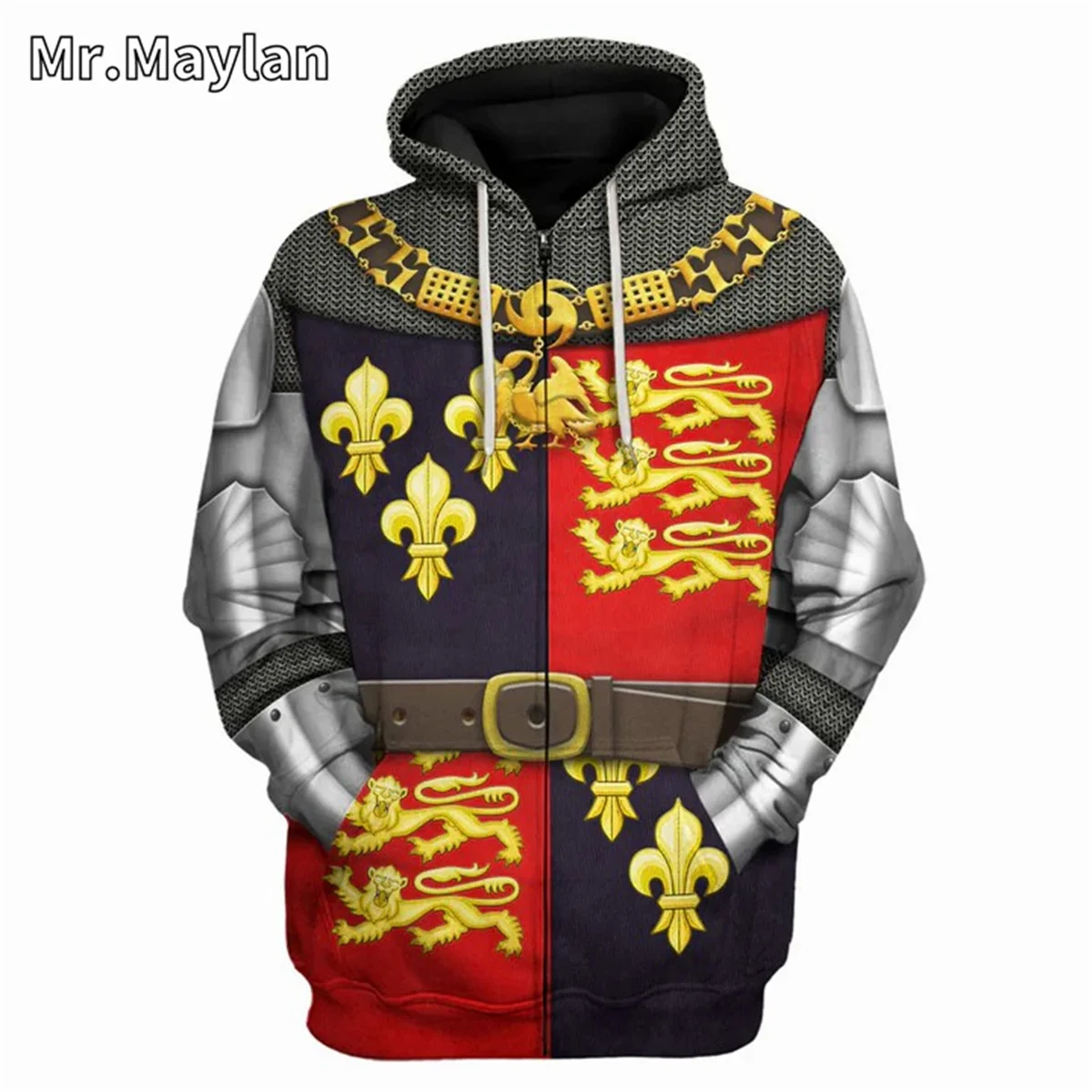 King Henry V-Battle of Agincourt Knights Cosplay Costume 3D Unisex Hoodie Men Streetwear Zip Pullover Casual Jacket Tracksuits